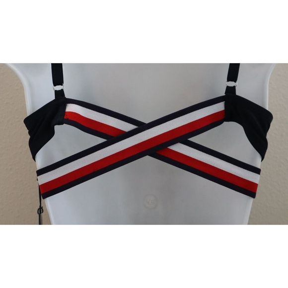 Tommy Hilfiger TZ2MS745 Sz M Sky Captain Logo Stripe Cross Back 1-Pc Swimsuit$98 - Picture 4 of 10